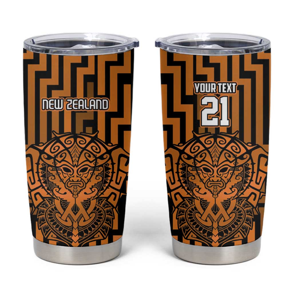 Custom Basketball New Zealand Tumbler Cup Gold Maori Ta Moko Indigenous - Aussie Hoodie