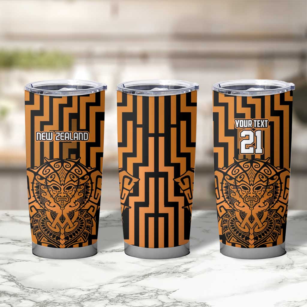 Custom Basketball New Zealand Tumbler Cup Gold Maori Ta Moko Indigenous - Aussie Hoodie