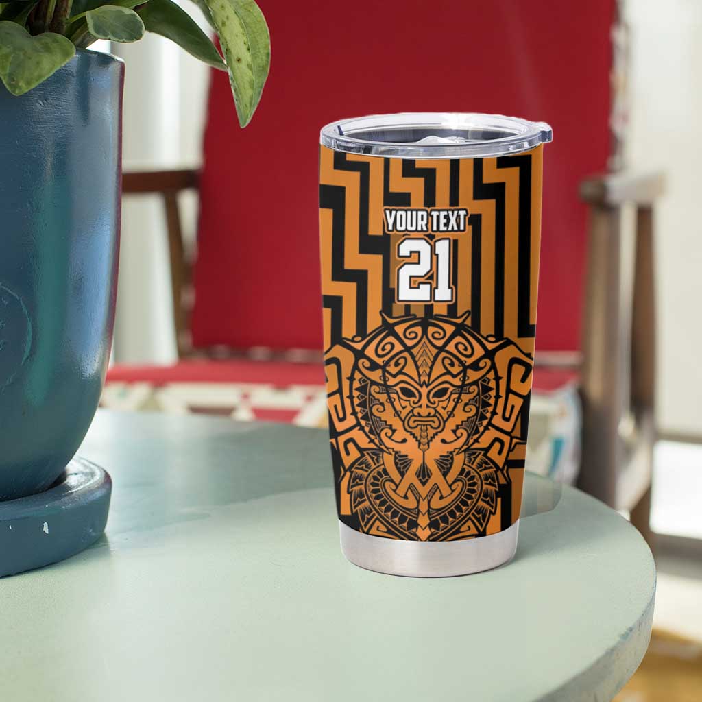 Custom Basketball New Zealand Tumbler Cup Gold Maori Ta Moko Indigenous - Aussie Hoodie