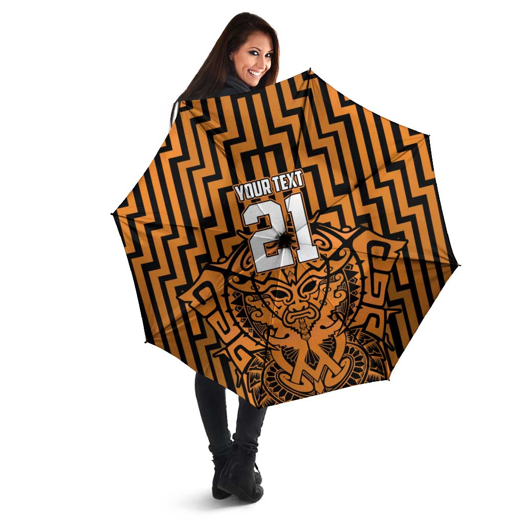 Custom Basketball New Zealand Umbrella Gold Maori Ta Moko Indigenous - Aussie Hoodie