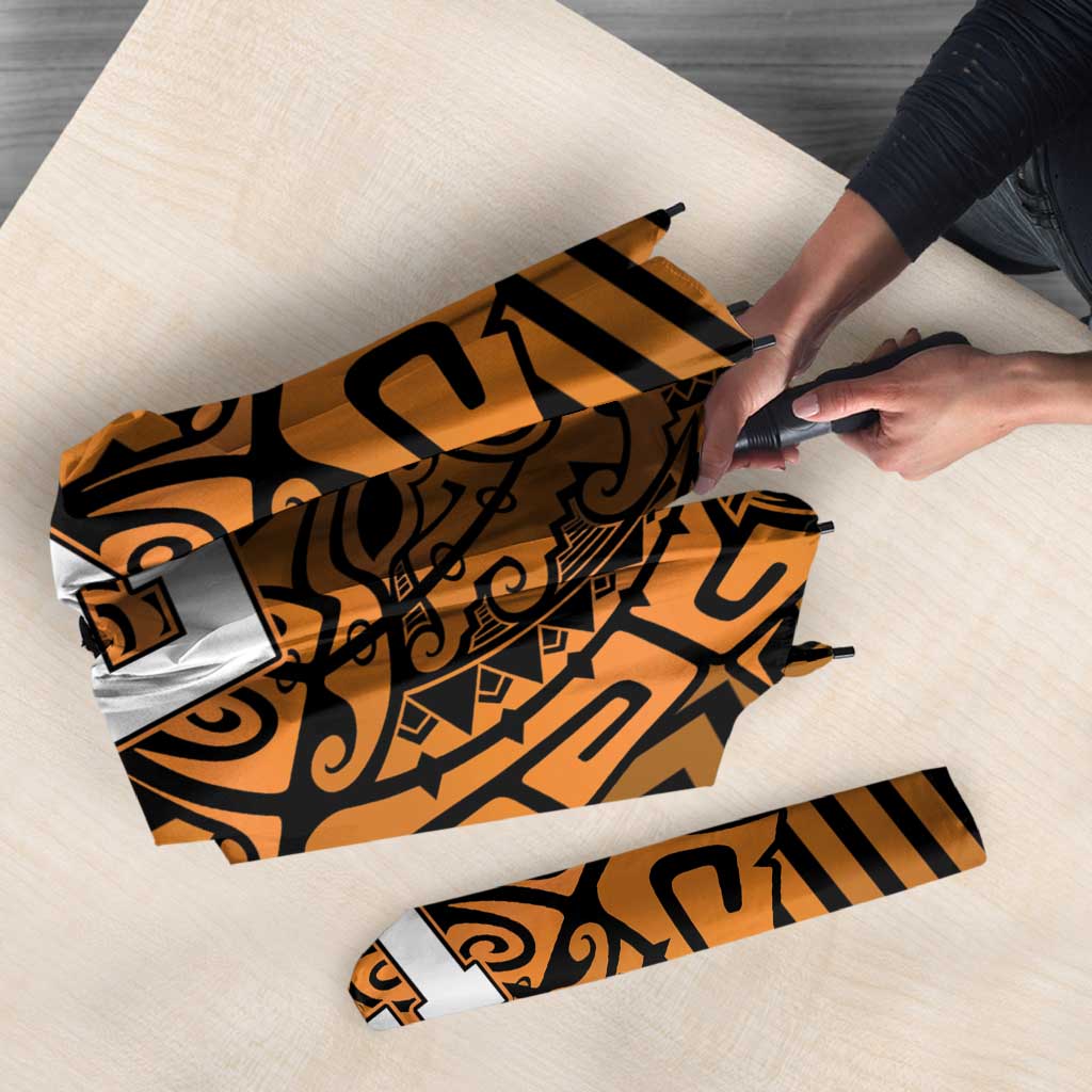 Custom Basketball New Zealand Umbrella Gold Maori Ta Moko Indigenous - Aussie Hoodie