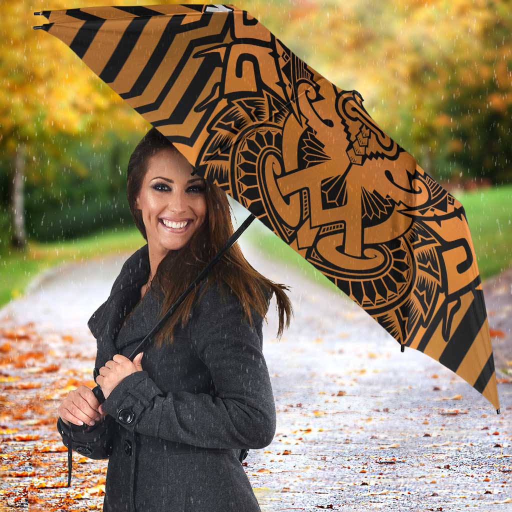 Custom Basketball New Zealand Umbrella Gold Maori Ta Moko Indigenous - Aussie Hoodie