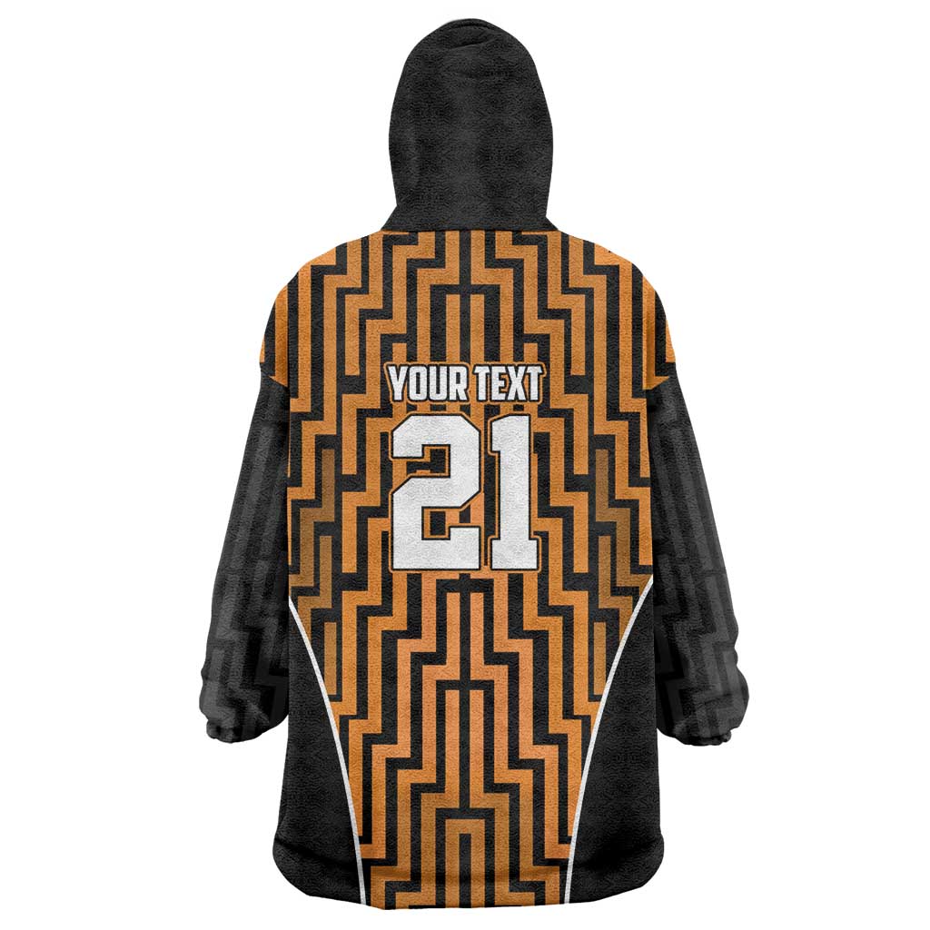 Custom Basketball New Zealand Wearable Blanket Hoodie Gold Maori Ta Moko Indigenous - Aussie Hoodie