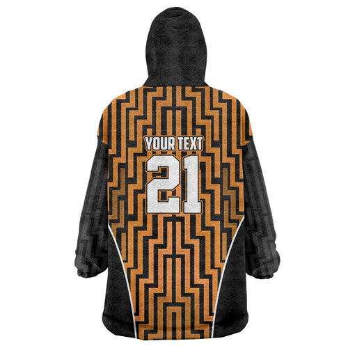 Custom Basketball New Zealand Wearable Blanket Hoodie Gold Maori Ta Moko Indigenous - Aussie Hoodie