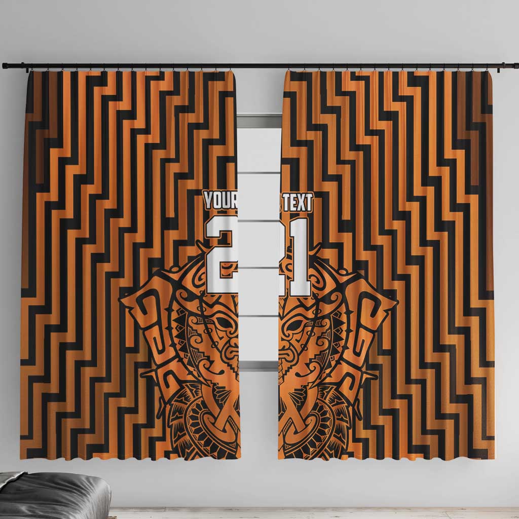 Custom Basketball New Zealand Window Curtain Gold Maori Ta Moko Indigenous - Aussie Hoodie