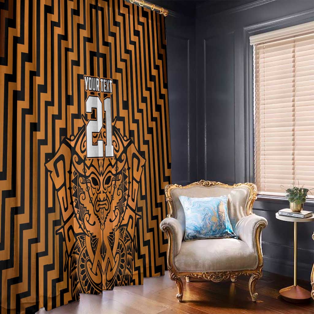 Custom Basketball New Zealand Window Curtain Gold Maori Ta Moko Indigenous - Aussie Hoodie