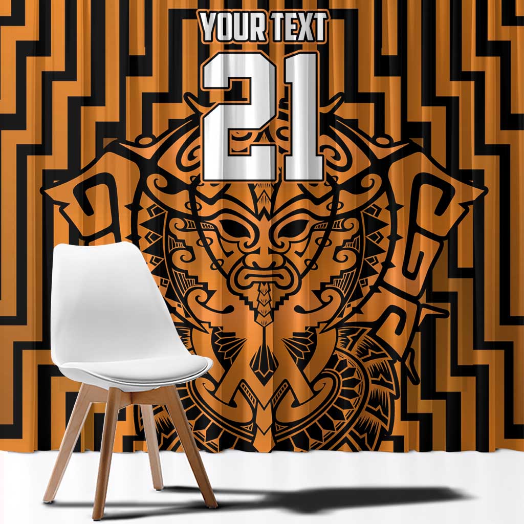 Custom Basketball New Zealand Window Curtain Gold Maori Ta Moko Indigenous - Aussie Hoodie