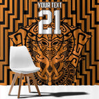 Custom Basketball New Zealand Window Curtain Gold Maori Ta Moko Indigenous - Aussie Hoodie
