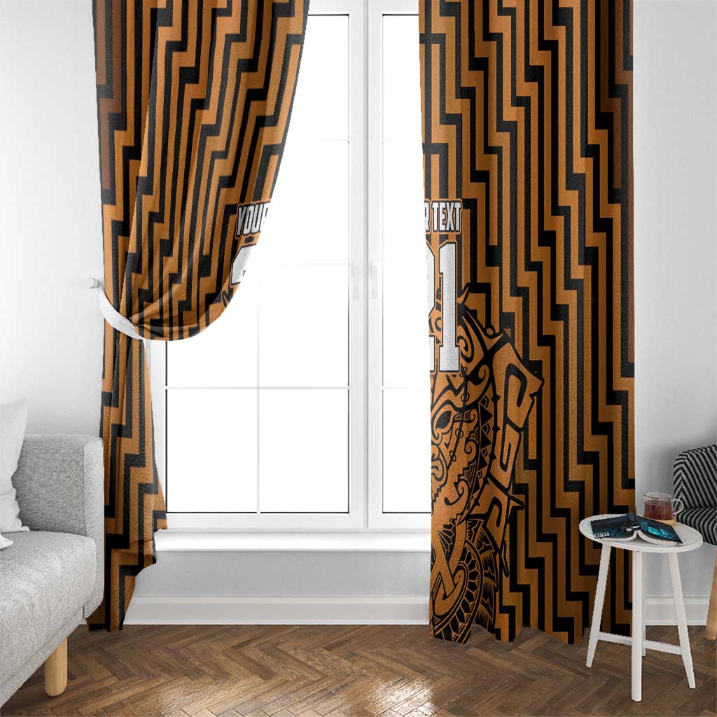 Custom Basketball New Zealand Window Curtain Gold Maori Ta Moko Indigenous - Aussie Hoodie