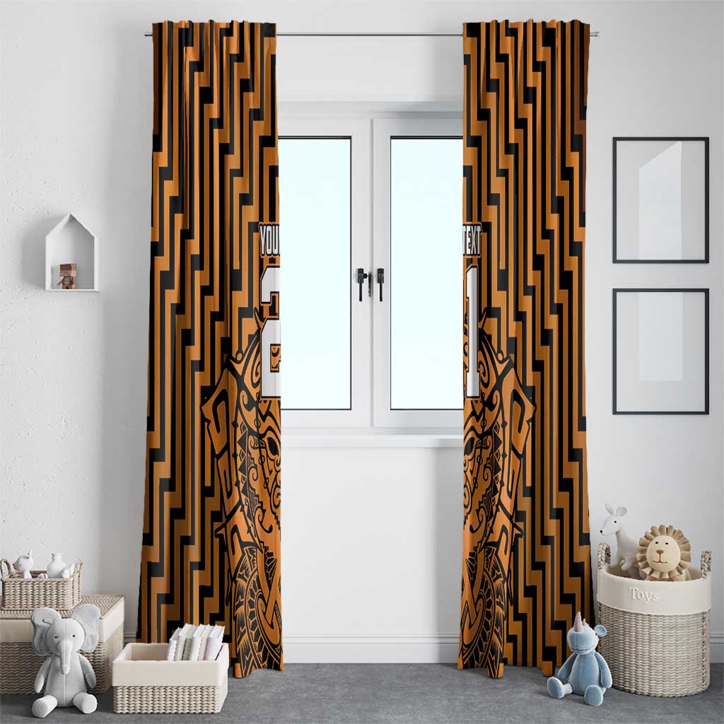Custom Basketball New Zealand Window Curtain Gold Maori Ta Moko Indigenous - Aussie Hoodie