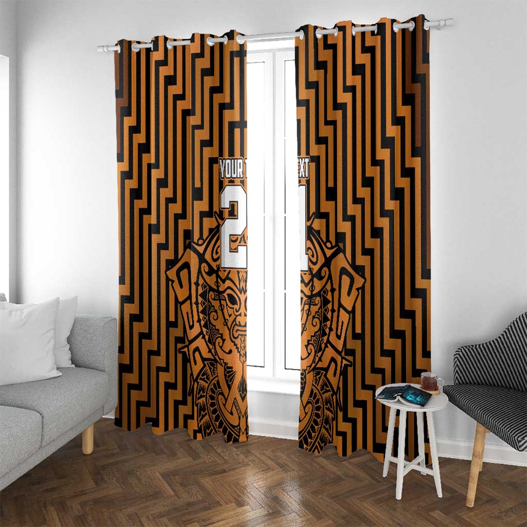 Custom Basketball New Zealand Window Curtain Gold Maori Ta Moko Indigenous - Aussie Hoodie