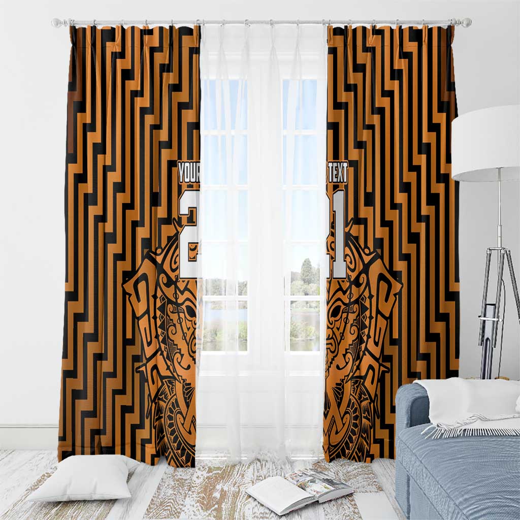 Custom Basketball New Zealand Window Curtain Gold Maori Ta Moko Indigenous - Aussie Hoodie