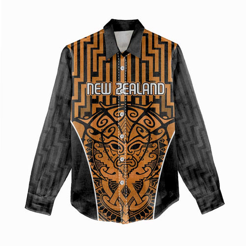 Custom Basketball New Zealand Women Casual Shirt Gold Maori Ta Moko Indigenous - Aussie Hoodie