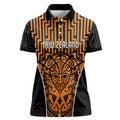 Custom Basketball New Zealand Women Polo Shirt Gold Maori Ta Moko Indigenous - Aussie Hoodie