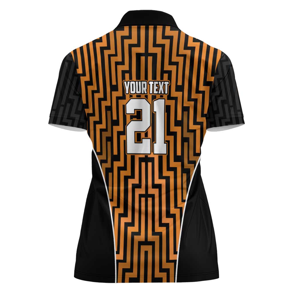 Custom Basketball New Zealand Women Polo Shirt Gold Maori Ta Moko Indigenous - Aussie Hoodie
