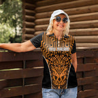 Custom Basketball New Zealand Women Polo Shirt Gold Maori Ta Moko Indigenous - Aussie Hoodie