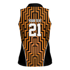 Custom Basketball New Zealand Women Sleeveless Polo Shirt Gold Maori Ta Moko Indigenous - Aussie Hoodie