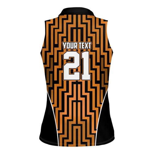 Custom Basketball New Zealand Women Sleeveless Polo Shirt Gold Maori Ta Moko Indigenous - Aussie Hoodie