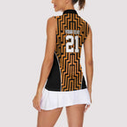 Custom Basketball New Zealand Women Sleeveless Polo Shirt Gold Maori Ta Moko Indigenous - Aussie Hoodie
