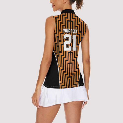 Custom Basketball New Zealand Women Sleeveless Polo Shirt Gold Maori Ta Moko Indigenous - Aussie Hoodie