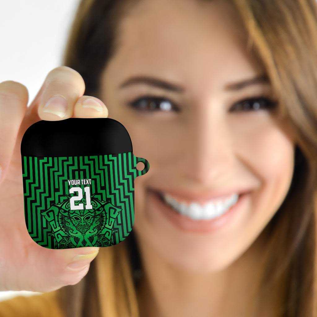 Custom Basketball New Zealand AirPods Case Green Maori Ta Moko Indigenous - Aussie Hoodie