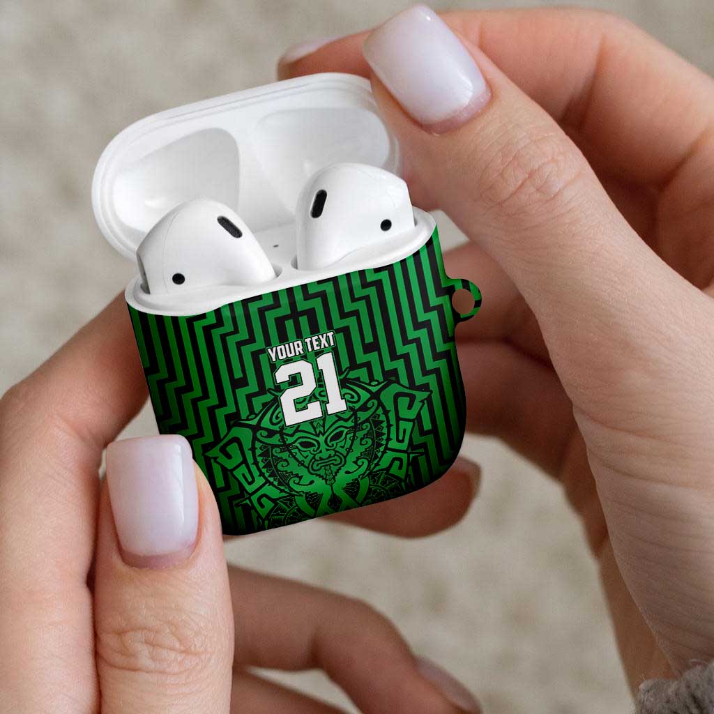 Custom Basketball New Zealand AirPods Case Green Maori Ta Moko Indigenous - Aussie Hoodie
