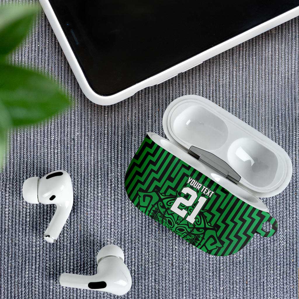 Custom Basketball New Zealand AirPods Case Green Maori Ta Moko Indigenous - Aussie Hoodie