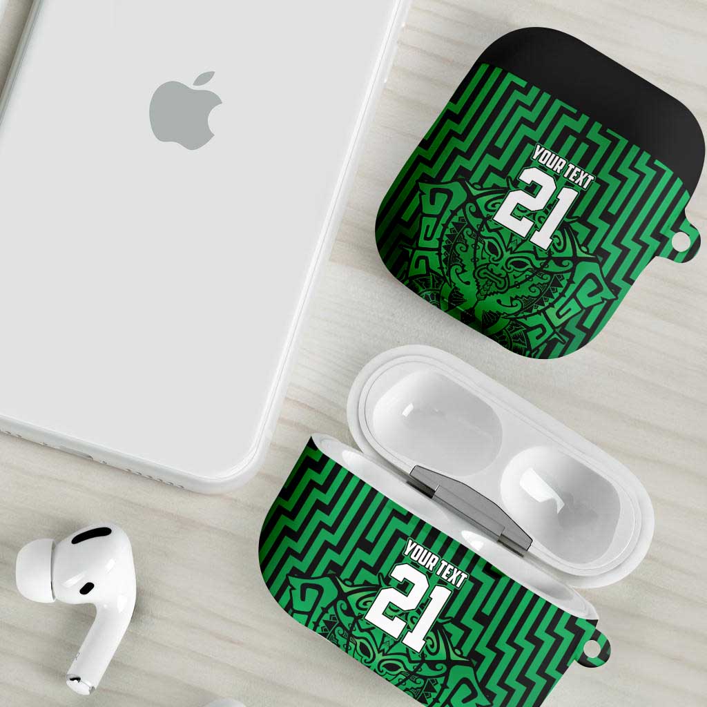 Custom Basketball New Zealand AirPods Case Green Maori Ta Moko Indigenous - Aussie Hoodie