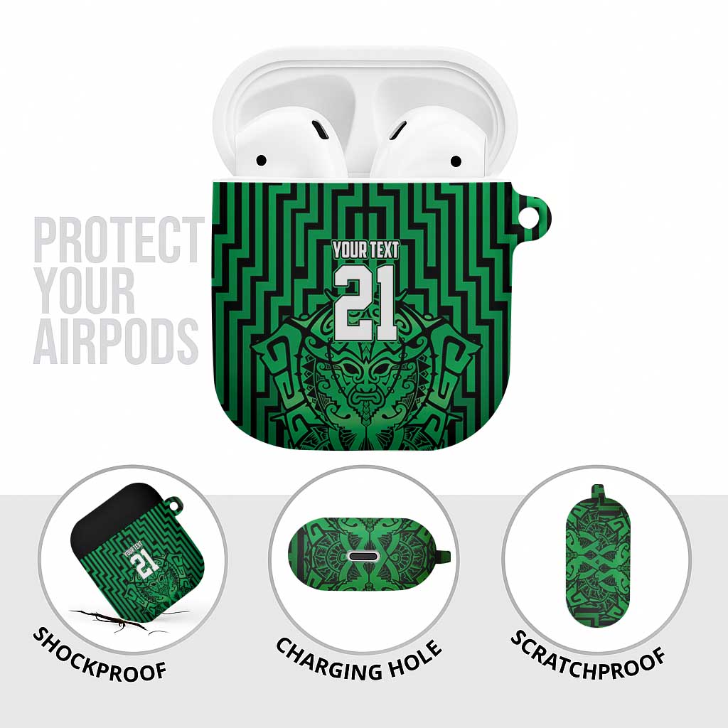 Custom Basketball New Zealand AirPods Case Green Maori Ta Moko Indigenous - Aussie Hoodie