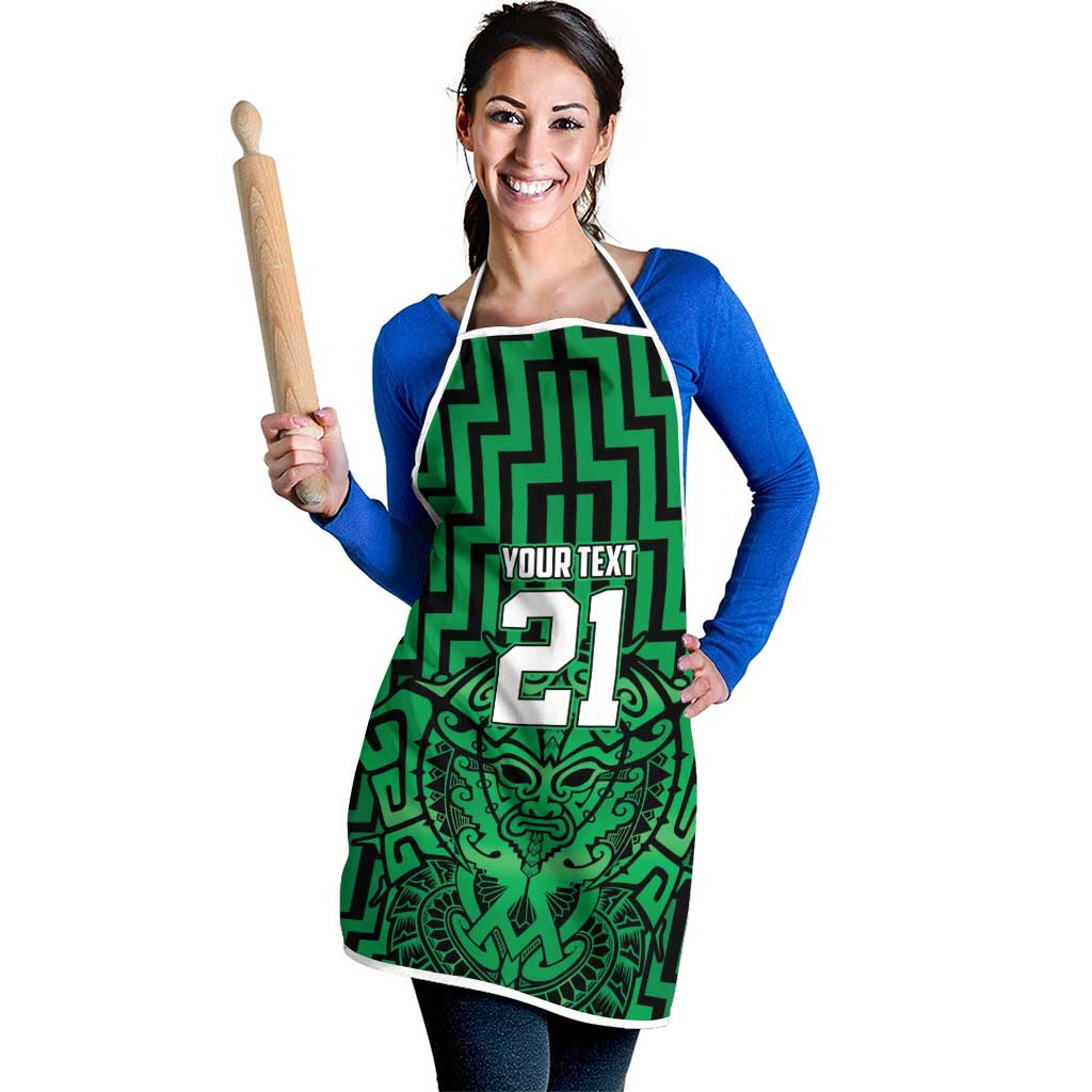 Custom Basketball New Zealand Apron Green Maori Ta Moko Indigenous - Aussie Hoodie