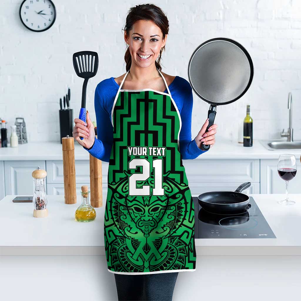 Custom Basketball New Zealand Apron Green Maori Ta Moko Indigenous - Aussie Hoodie