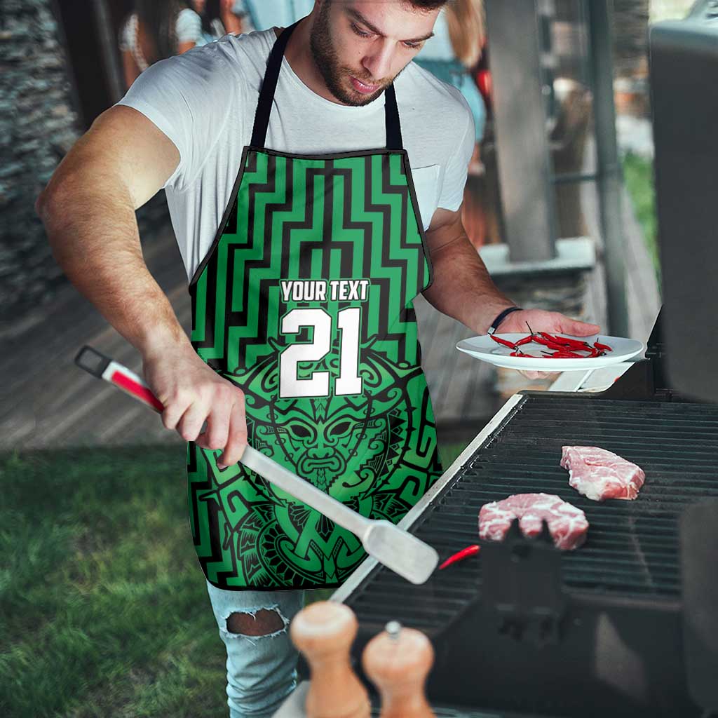 Custom Basketball New Zealand Apron Green Maori Ta Moko Indigenous - Aussie Hoodie