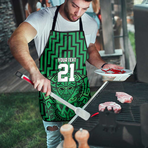 Custom Basketball New Zealand Apron Green Maori Ta Moko Indigenous - Aussie Hoodie