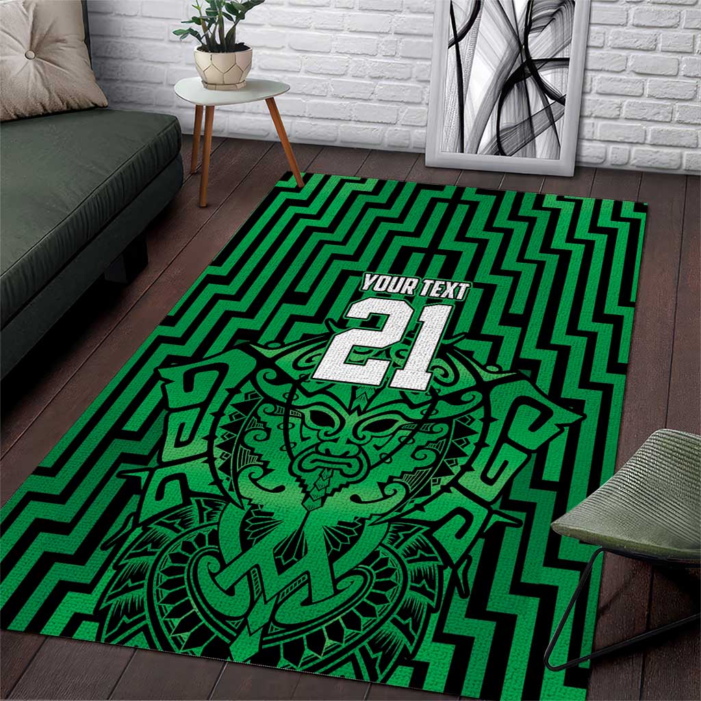 Custom Basketball New Zealand Area Rug Green Maori Ta Moko Indigenous - Aussie Hoodie