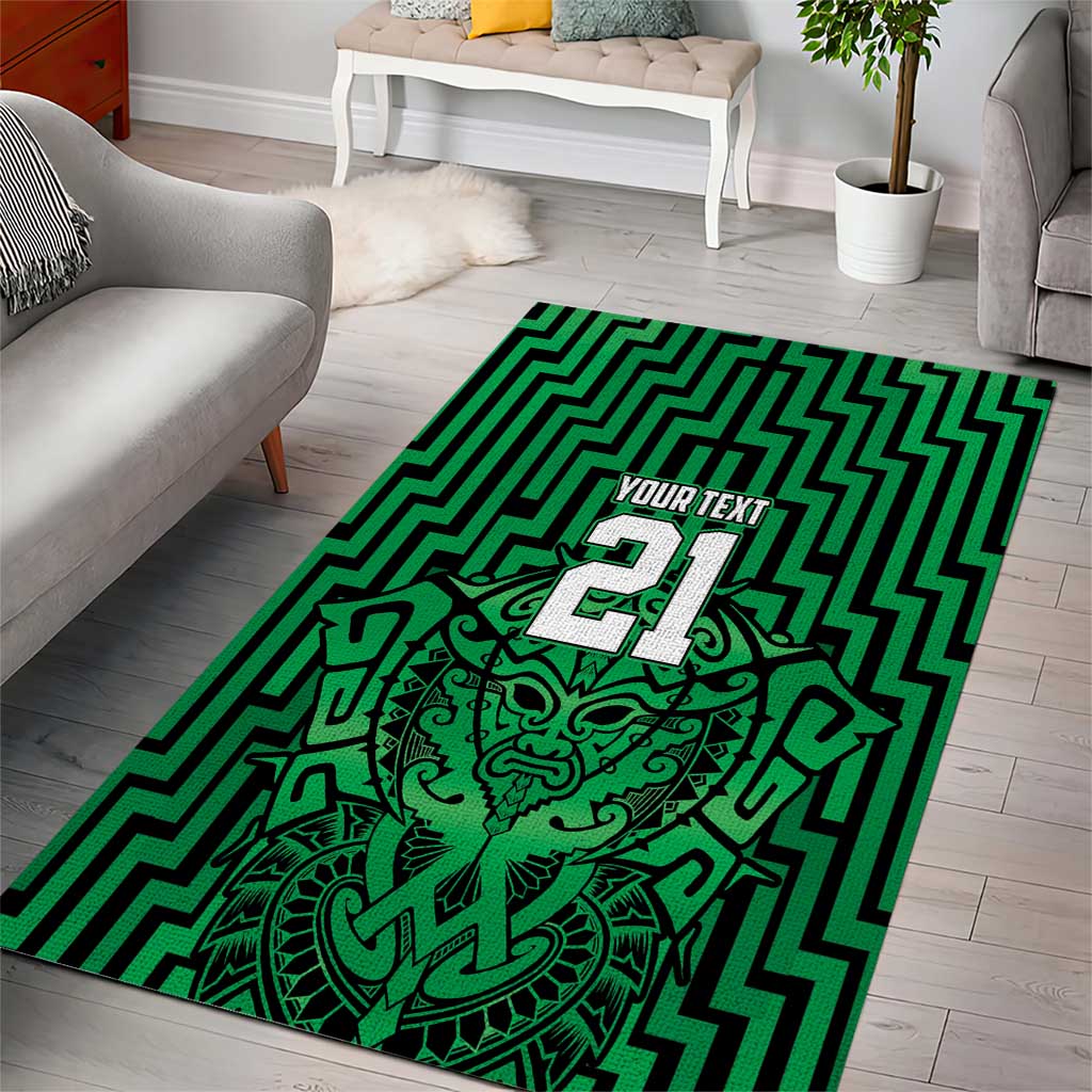 Custom Basketball New Zealand Area Rug Green Maori Ta Moko Indigenous - Aussie Hoodie