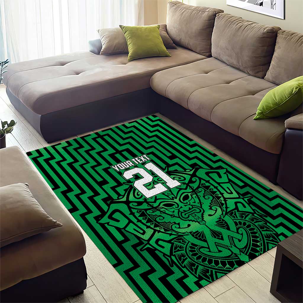 Custom Basketball New Zealand Area Rug Green Maori Ta Moko Indigenous - Aussie Hoodie