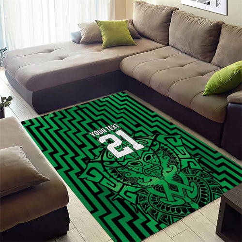 Custom Basketball New Zealand Area Rug Green Maori Ta Moko Indigenous - Aussie Hoodie
