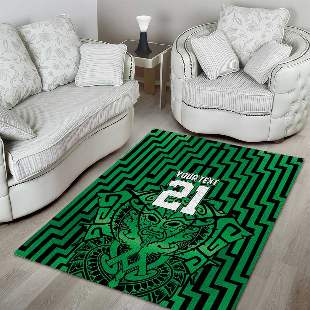 Custom Basketball New Zealand Area Rug Green Maori Ta Moko Indigenous - Aussie Hoodie