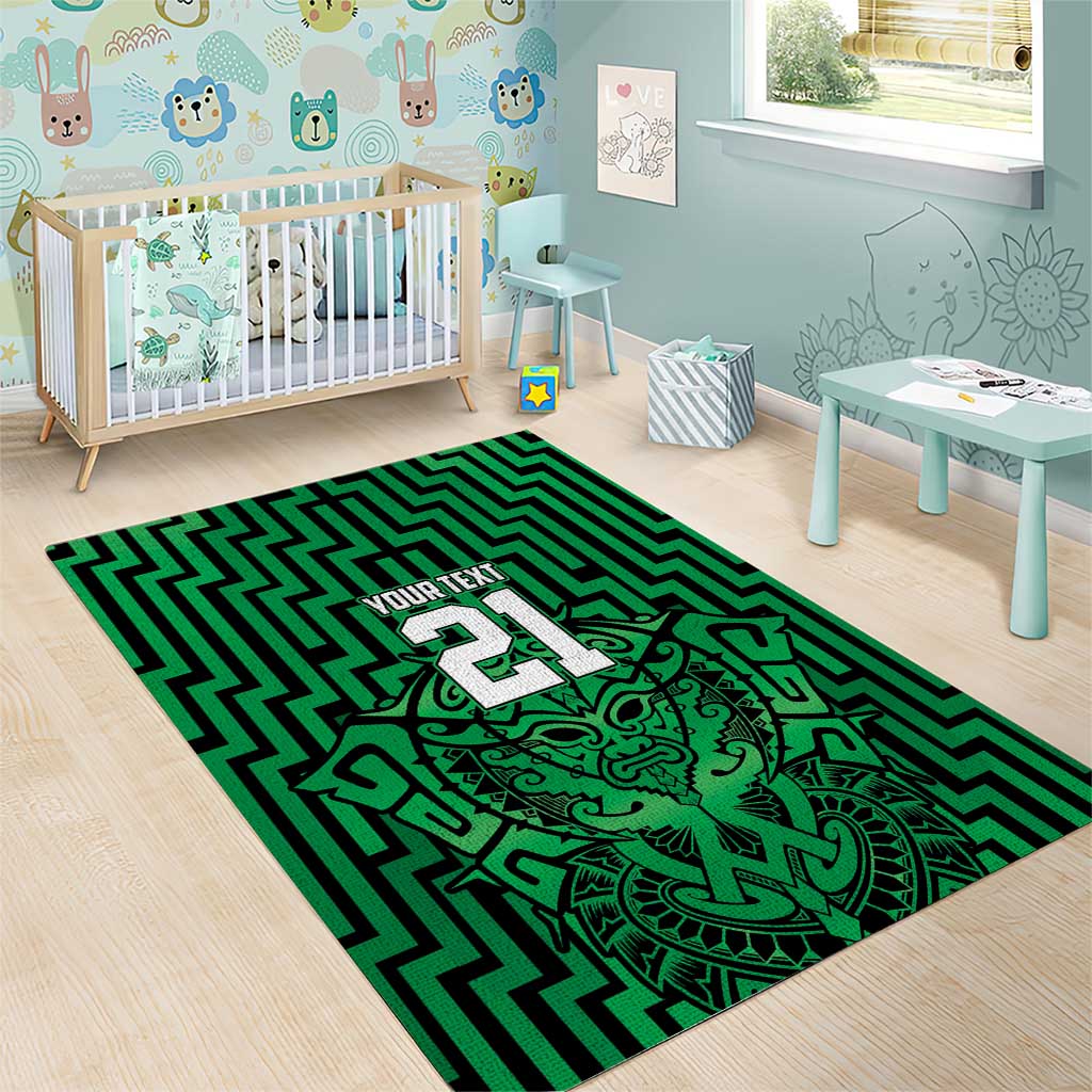 Custom Basketball New Zealand Area Rug Green Maori Ta Moko Indigenous - Aussie Hoodie