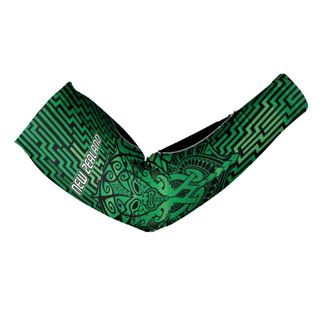 Custom Basketball New Zealand Arm Sleeves Green Maori Ta Moko Indigenous - Aussie Hoodie