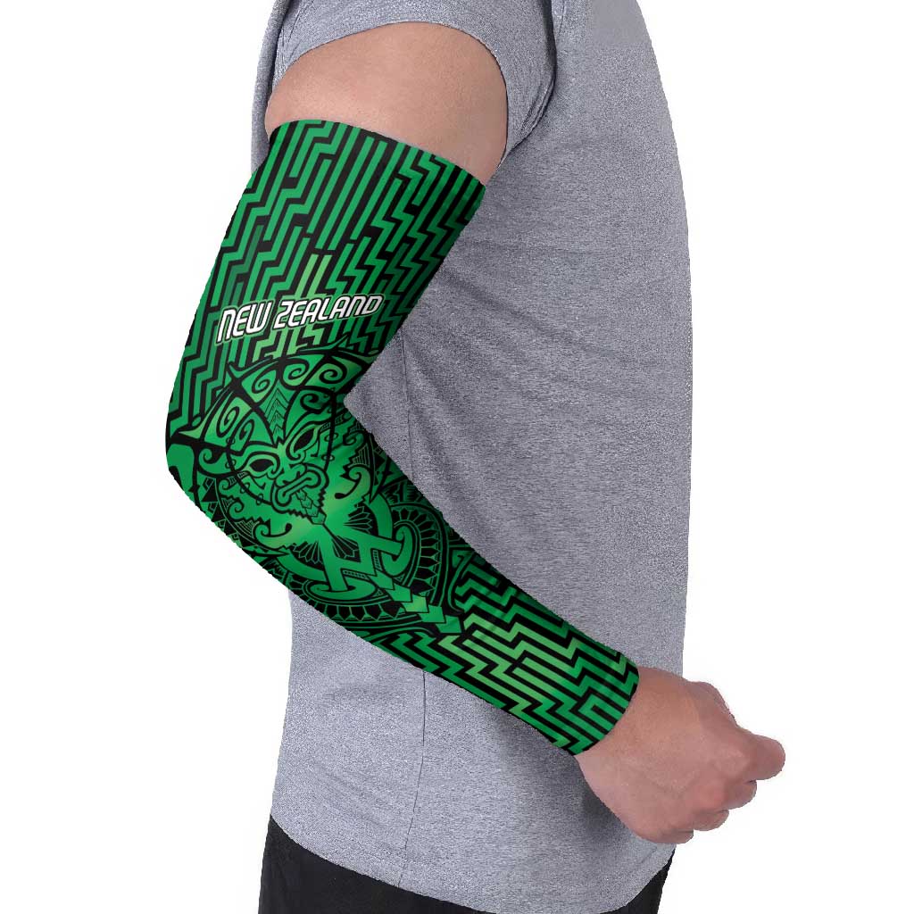 Custom Basketball New Zealand Arm Sleeves Green Maori Ta Moko Indigenous - Aussie Hoodie
