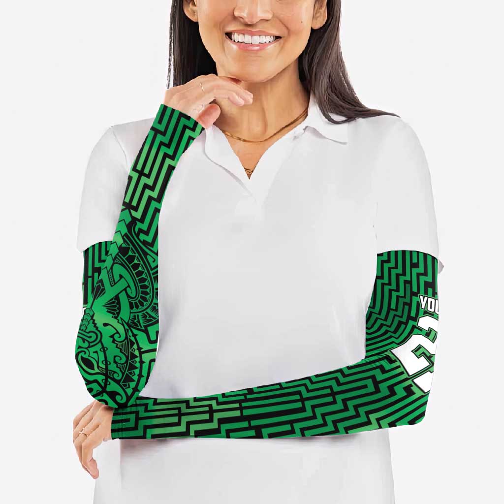 Custom Basketball New Zealand Arm Sleeves Green Maori Ta Moko Indigenous - Aussie Hoodie