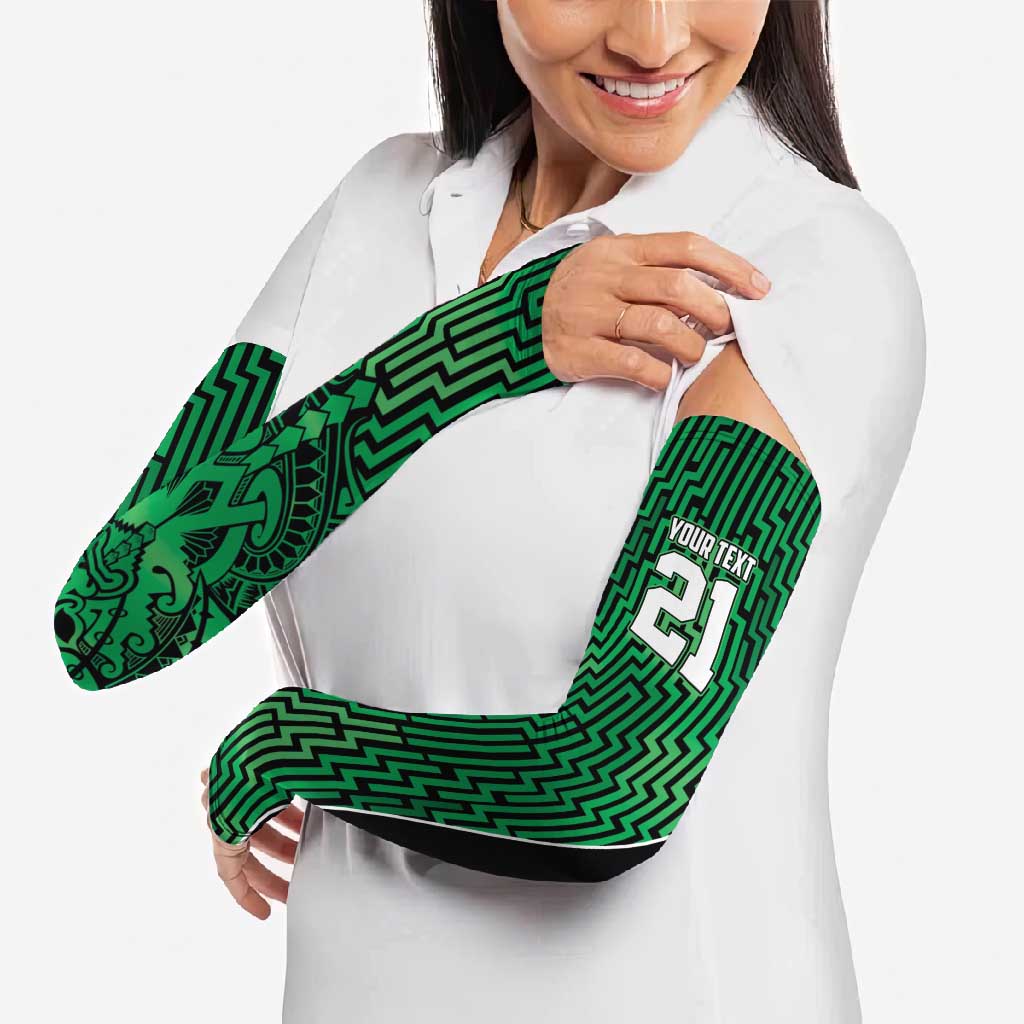 Custom Basketball New Zealand Arm Sleeves Green Maori Ta Moko Indigenous - Aussie Hoodie