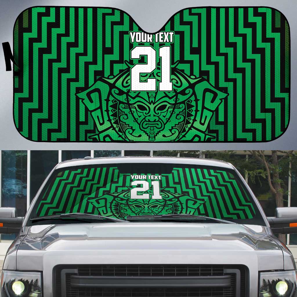Custom Basketball New Zealand Auto Sun Shade Green Maori Ta Moko Indigenous - Aussie Hoodie