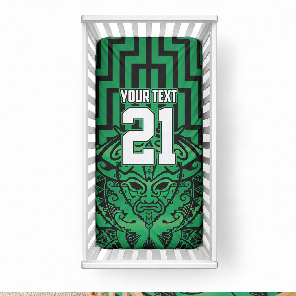 Custom Basketball New Zealand Baby Bed Cover Green Maori Ta Moko Indigenous