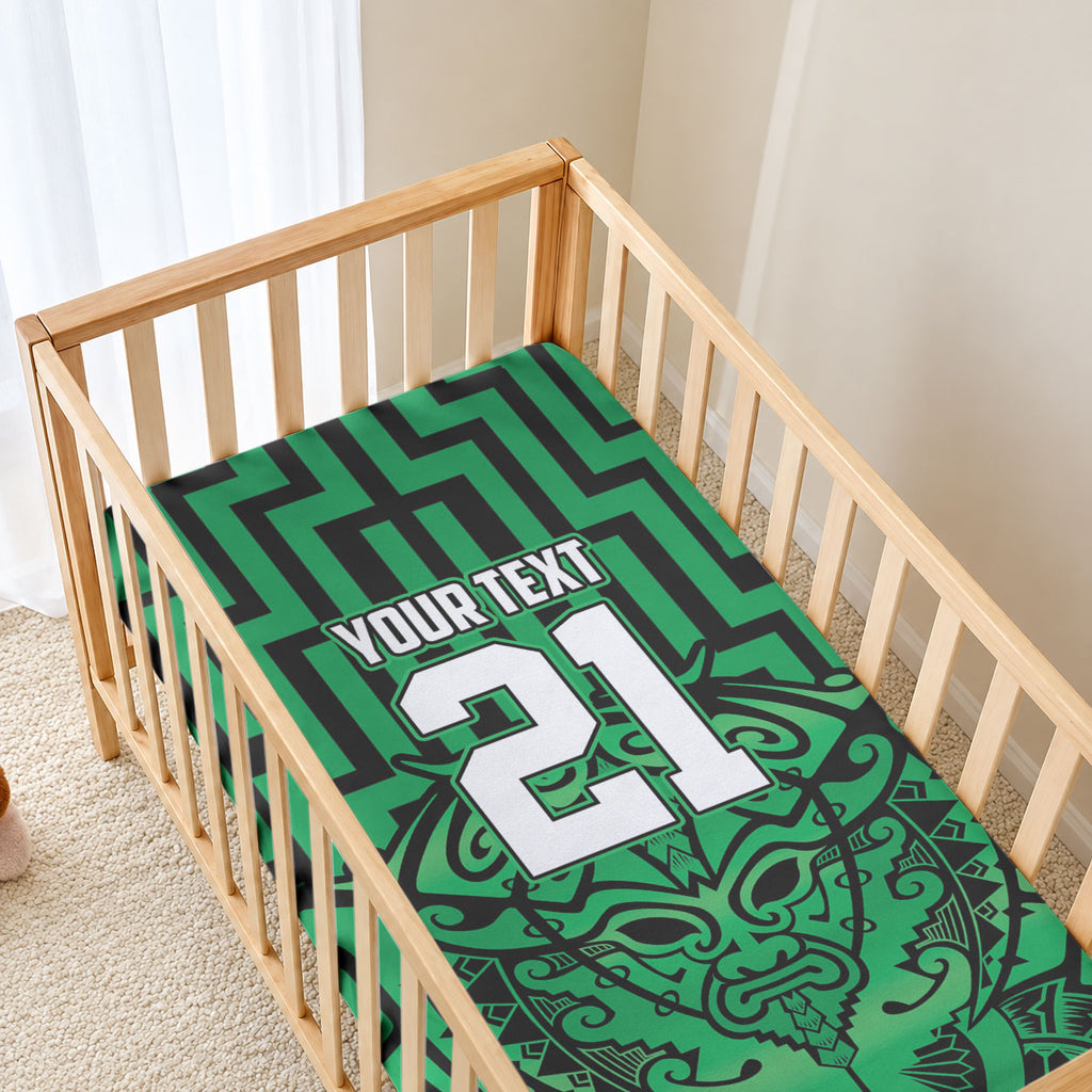 Custom Basketball New Zealand Baby Bed Cover Green Maori Ta Moko Indigenous