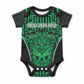 Custom Basketball New Zealand Baby Onesie Green Maori Ta Moko Indigenous