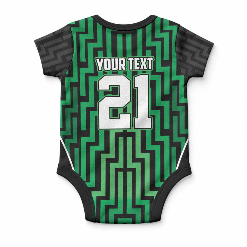 Custom Basketball New Zealand Baby Onesie Green Maori Ta Moko Indigenous