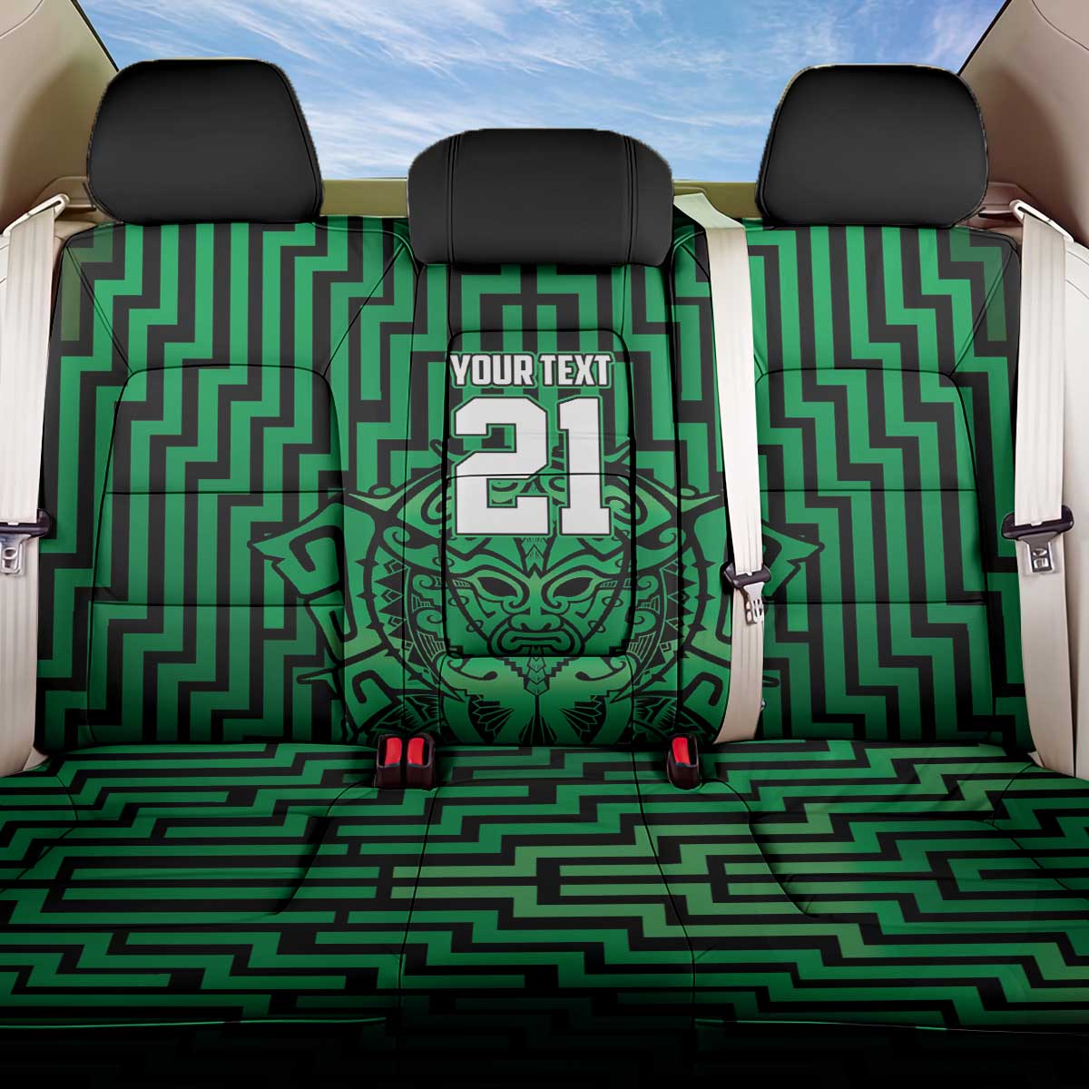 Custom Basketball New Zealand Back Car Seat Cover Green Maori Ta Moko Indigenous - Aussie Hoodie