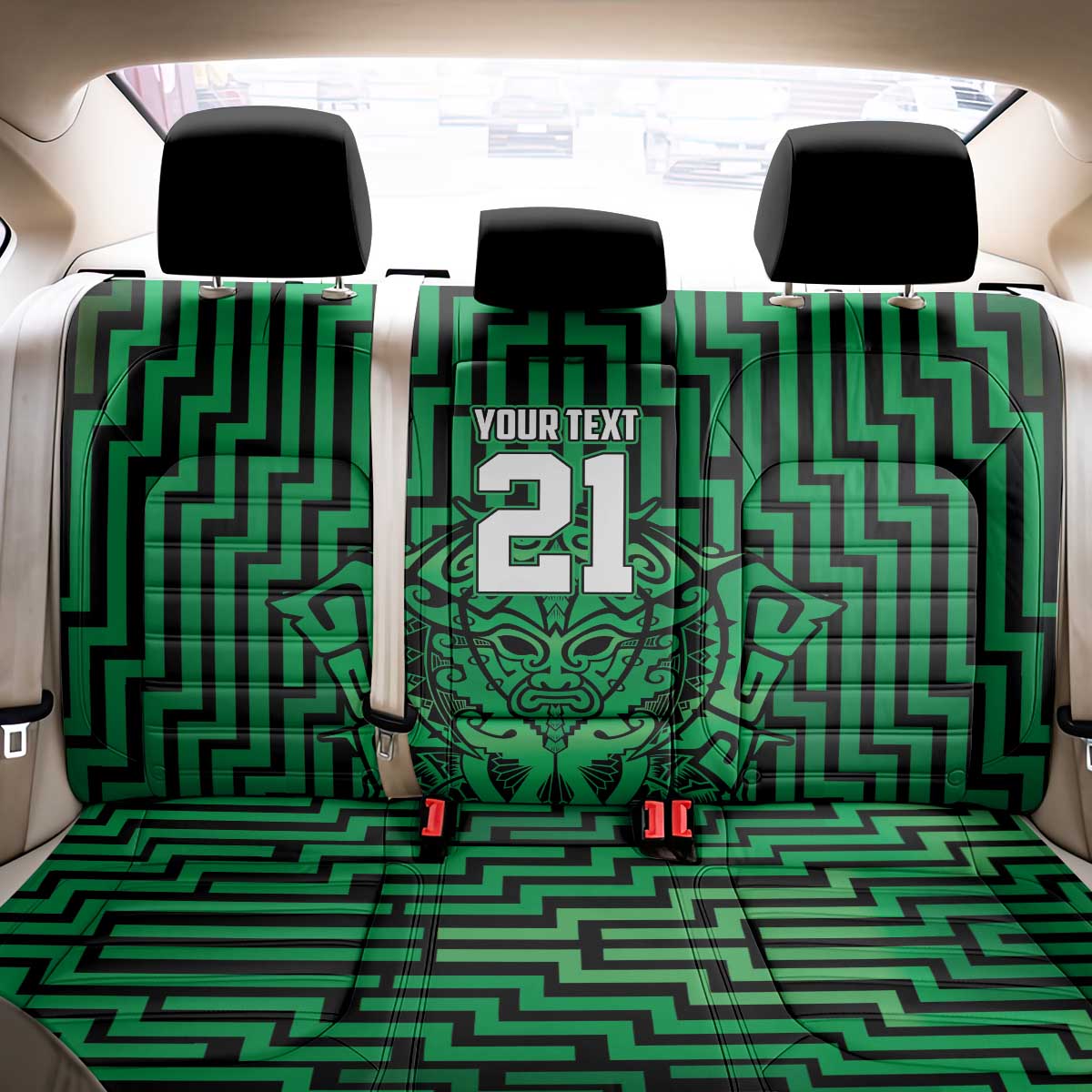 Custom Basketball New Zealand Back Car Seat Cover Green Maori Ta Moko Indigenous - Aussie Hoodie